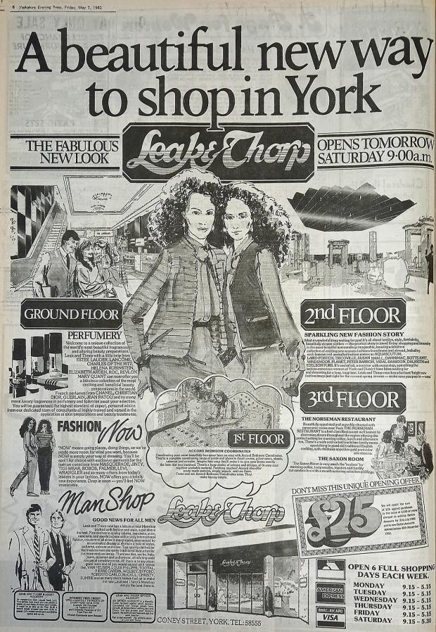 York Press: An advert for the new look Leak and Thorp in 1982